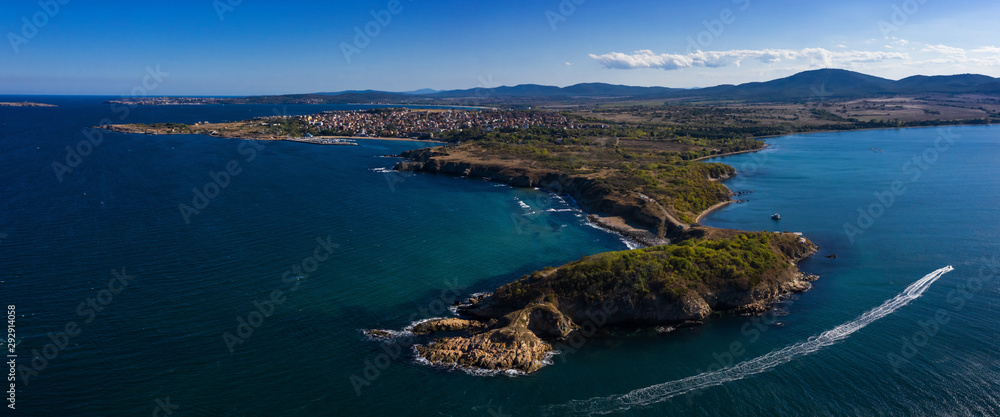 View of drone to sea resort Chernomorec, Bulgaria View of drone to sea resort Chernomorec, Bulgaria