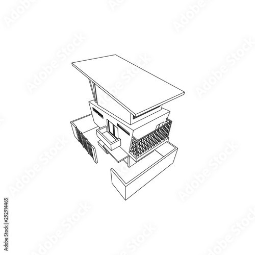 Asymetric Building design architectural isolated images