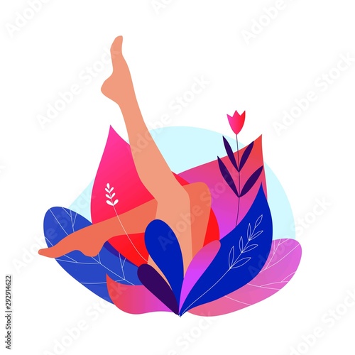 Beautiful slim healthy female legs without any varicose veins, hair or edema vector illustration. 