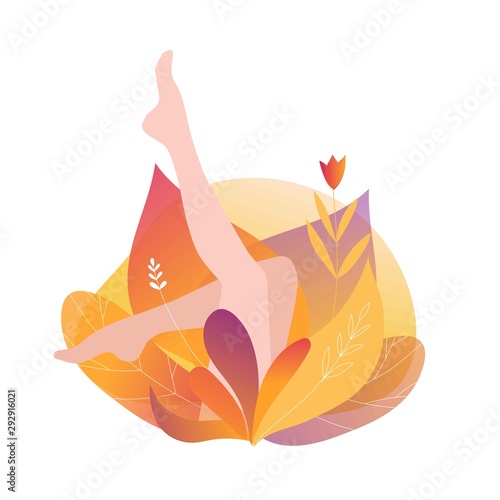 Beautiful slim healthy female legs without any varicose veins, hair or edema vector illustration. 