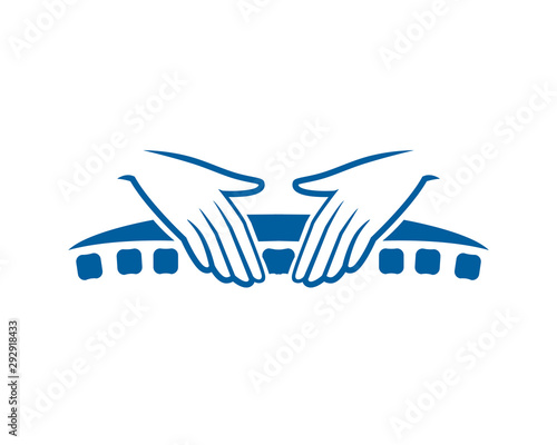 Chiropractic Clinic with Hands and Backbone Symbol