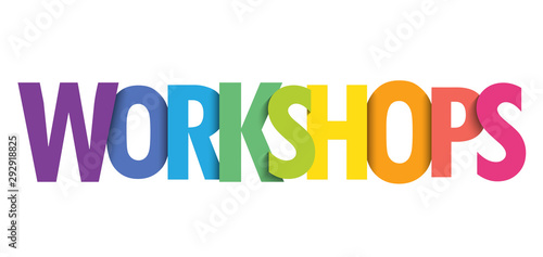 WORKSHOPS colorful gradient typography banner