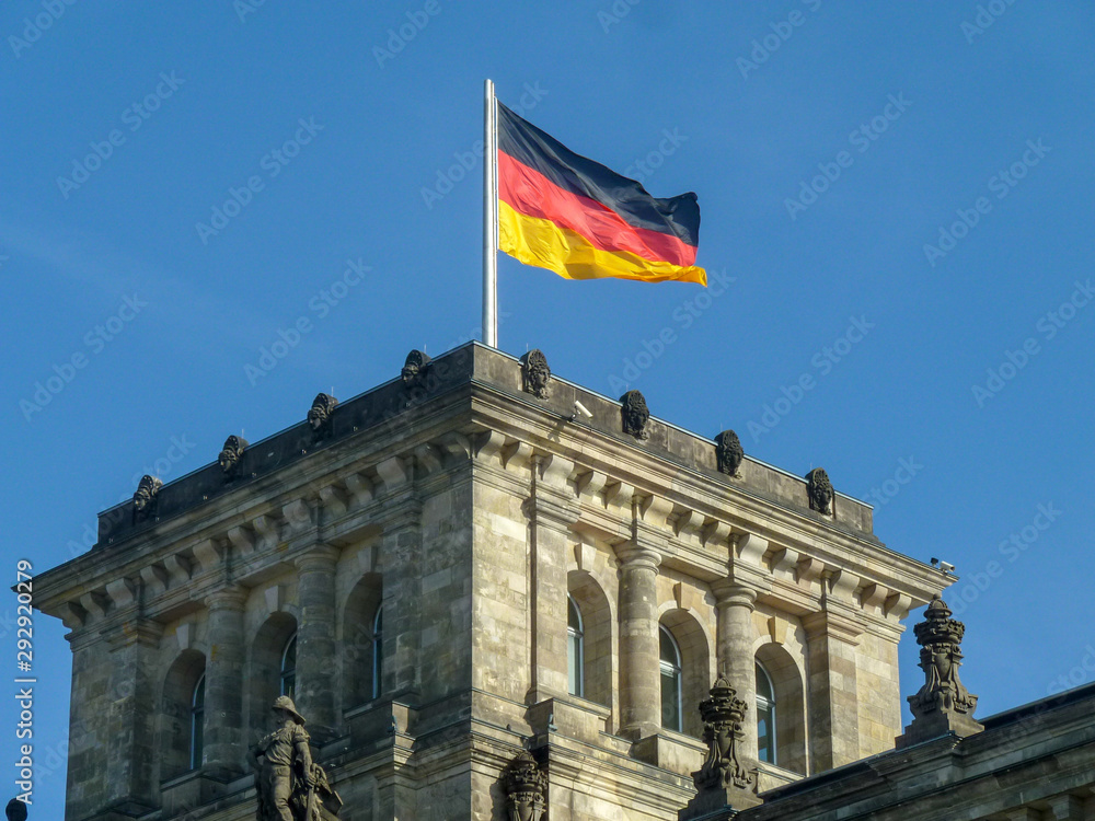 Berlin, Germany - February 25, 2019: View of the German Bundestag, the Reichstag in Berlin, Germany.