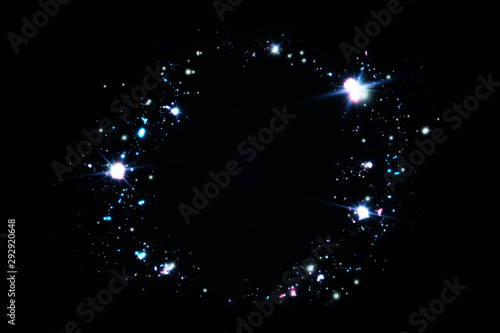 Background of blue stars shining in a ring