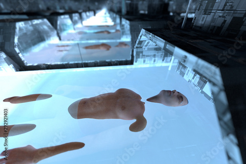Canvas Print human cloning concept, sci Fi lab, render 4D