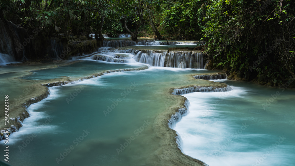 Tat Kuang Si Waterfalls. Beautiful landscape. Luang Prabang, Laos. Tat Kuang Si Waterfalls. Beautiful landscape. Luang Prabang, Laos.