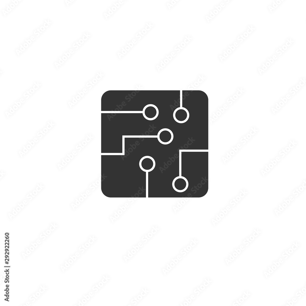 Circuit board icon black in flat style vector illustration on white isolated background. Technology microchip Circuit board icon black in flat style vector illustration on white isolated background. Technology microchip