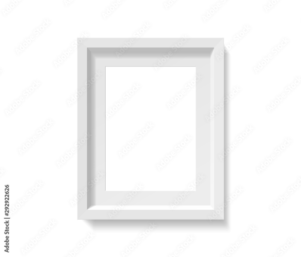 Empty a4 size picture frame mockup. Photo container template. 3d top view illustration with transporented shadow isolated on white wall. Blank space for paper poster. Closeup realistic vector object. Empty a4 size picture frame mockup. Photo container template. 3d top view illustration with transporented shadow isolated on white wall. Blank space for paper poster. Closeup realistic vector object.