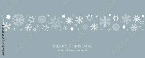 blue christmas card with white snowflakes vector illustration EPS10