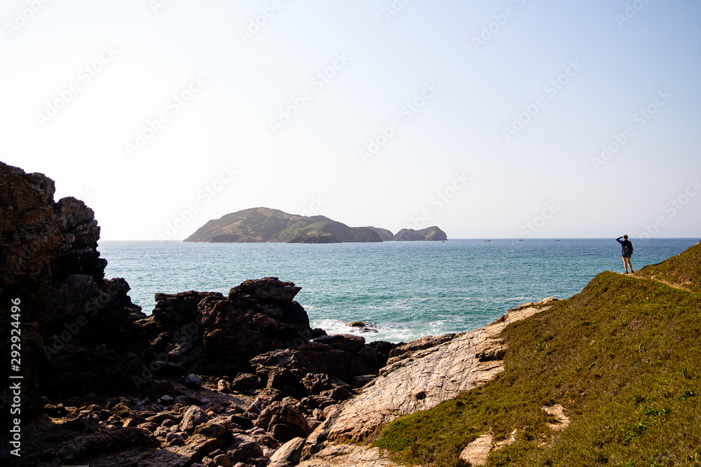 Model shimmering landscape in Cabo Frio Island Parrots, Rio de Janeiro, Brazil. Model shimmering landscape in Cabo Frio Island Parrots, Rio de Janeiro, Brazil.