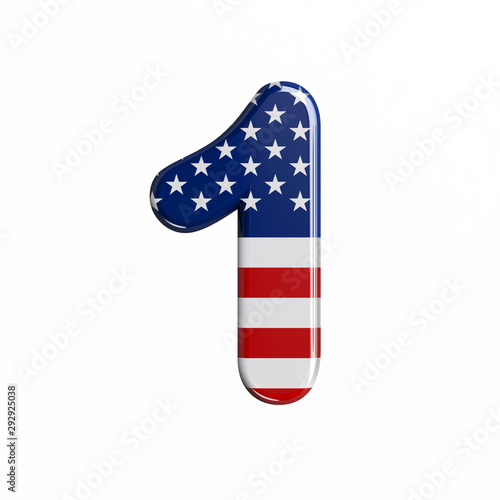 USA number 1 -  3d american flag digit - American way of life, politics  or economics concept photo