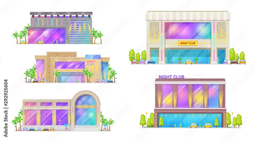 Night club, disco dance hall city buildings Night club, disco dance hall city buildings