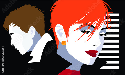Couple in love. Fashion illustration in style Pop art.