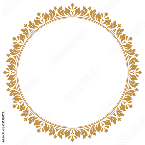 Decorative frame Elegant vector element for design in Eastern style, place for text. Floral golden border. Lace illustration for invitations and greeting cards.