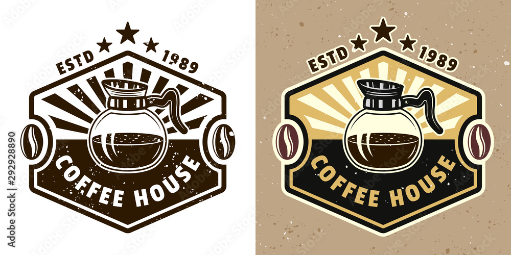 Coffee house vector emblem, badge, label or logo