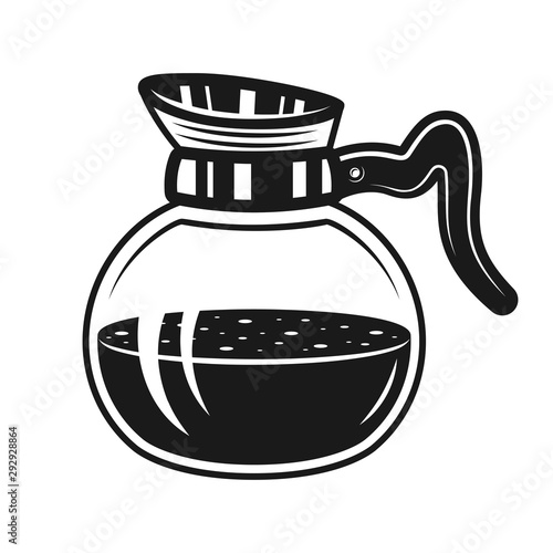 Coffee glass pot vector monochrome illustration