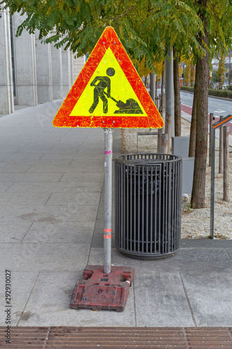 Canvas Print Road Works Pole Sign