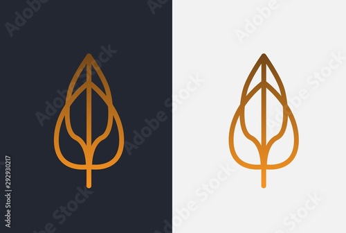 Simple luxurious modern golden leaf logo design