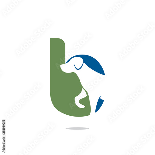 Letter B and Dog head vector logo design. Pet care logo design. Pet icon vector. Pet love logo design.
