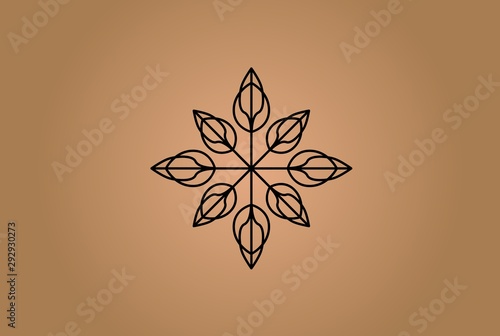 Abstract classic brown leaf compass arrow holistic logo design