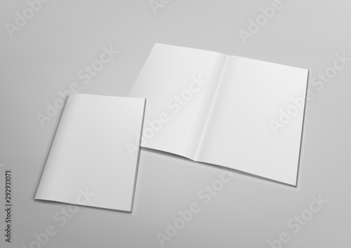 3D Blank Clear Opened Magazine Mockup With Cover
