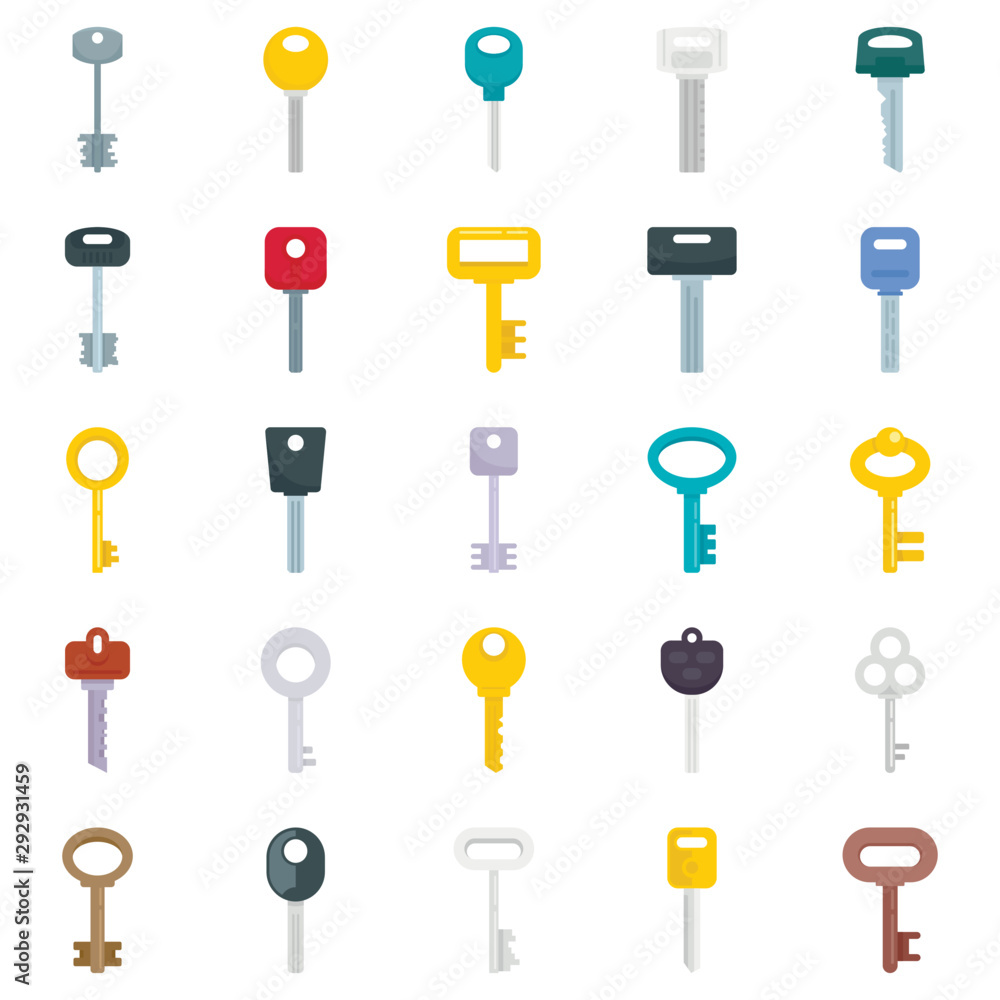 Flat illustrations of different type of keys Stock Vector Adobe Stock