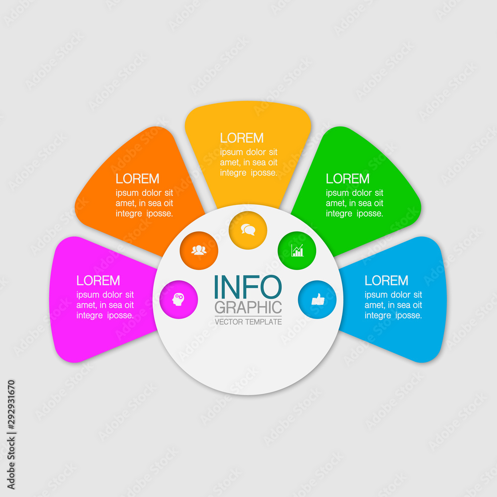 Vector iInfographic template for business, presentations, web design, 5 options. Vector iInfographic template for business, presentations, web design, 5 options.
