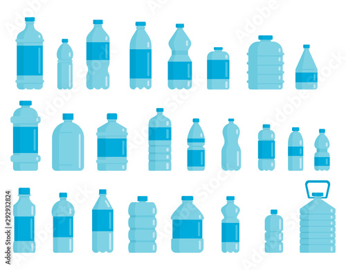 Set of plastic bottles for water