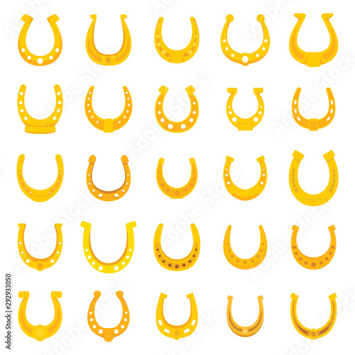 Shiny yellow golden horseshoe flat icons