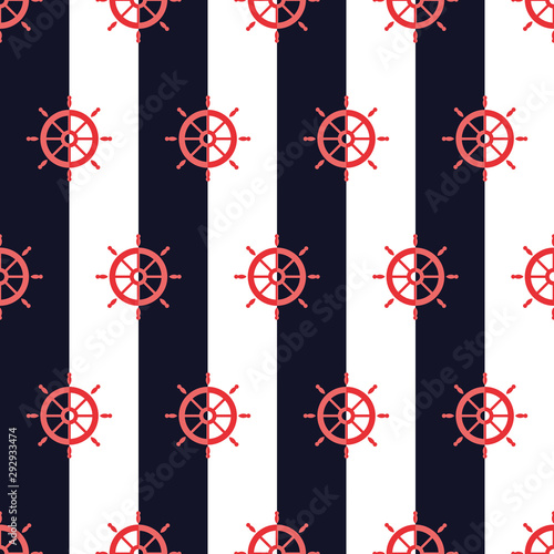 Nautical pattern, Seamless vector illustration with ship steering wheels