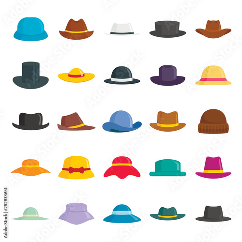 Man and woman hats flat set