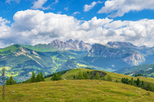 View of a beautiful mountain landscape in the dolomites in the summer