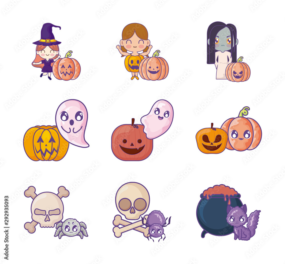 Fototapeta premium bundle halloween with set icons