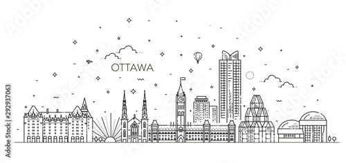Vector illustration of Ottawa city skyline. Cityscape photo