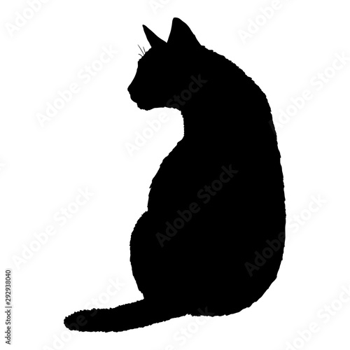 Sitting Cat SIlhouette. Vector Black Feline Logo.