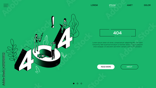 404 error isometric landing page colorful web banner