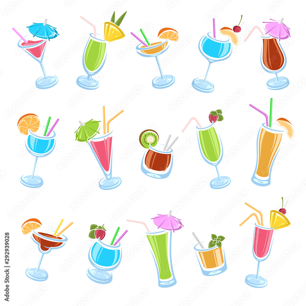 Cocktail set. Collection icon cocktails. Vector Cocktail set. Collection icon cocktails. Vector