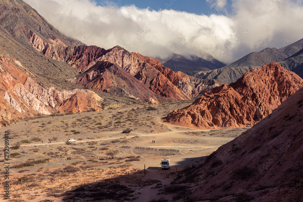 Los Colorados, Purmamarca, Jujuy, Argentina. The andes and the clouds