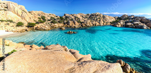 Fototapeta Naklejka Na Ścianę i Meble -  Panoramic view of Cala Coticcio on the island of Caprera, located in the La Maddalena archipelago national park, Sardinia