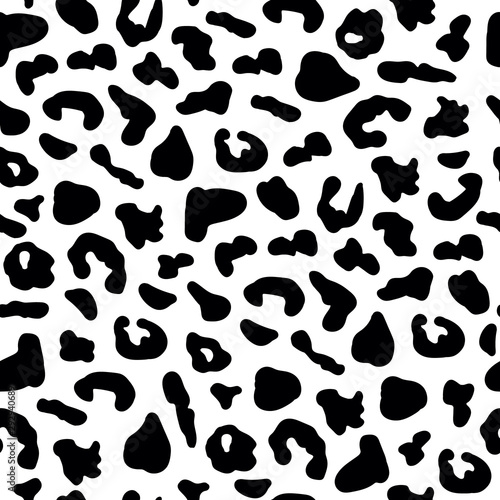 Seamless pattern with black jaguar leopard animal skin print texture fur