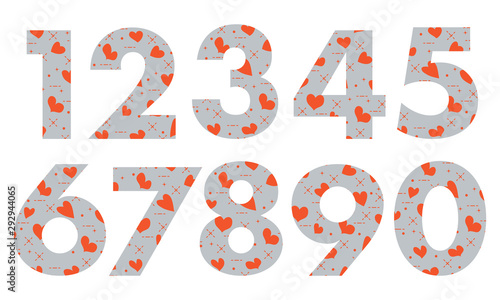 Arabic numerals with hearts.
