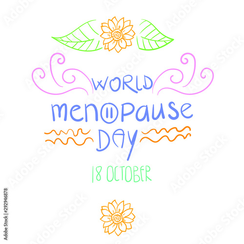 World menopause day. Medical, healthcare and feminine concept. Hand drawn doodle style.