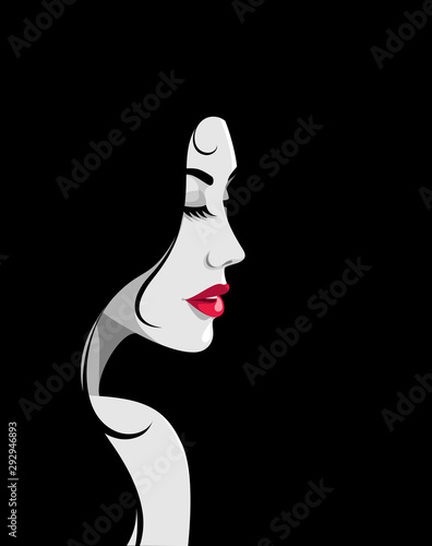 Beautiful young woman with black hair