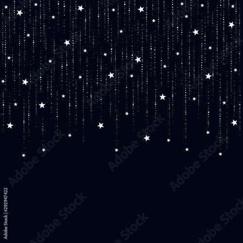 Fototapeta Naklejka Na Ścianę i Meble -  Seamless space curtain with falling star rain on dark blue background