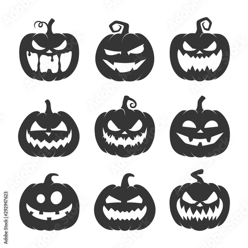 set of black halloween pumpkins photo