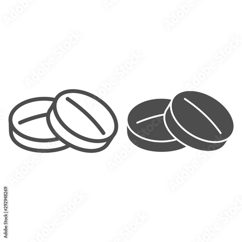 Round tablet line and glyph icon. Medicine pills vector illustration isolated on white. Drugs outline style design, designed for web and app. Eps 10.