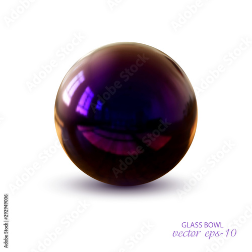 Dark glass ball vector .Round crystal .Ball for inscription illustration.