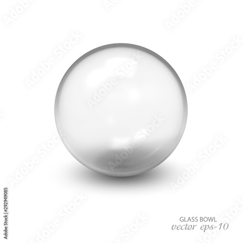 Glass ball on a white background .Transparent glas Vector illustration .Round crystal.