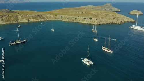 Aerial View Rhodes Greece Lindos Area - Lindos Bay beautiful Water photo