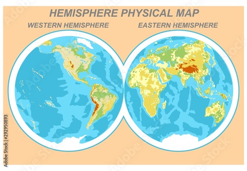 Vector map of the world. Oceans and continents on a flat projection.